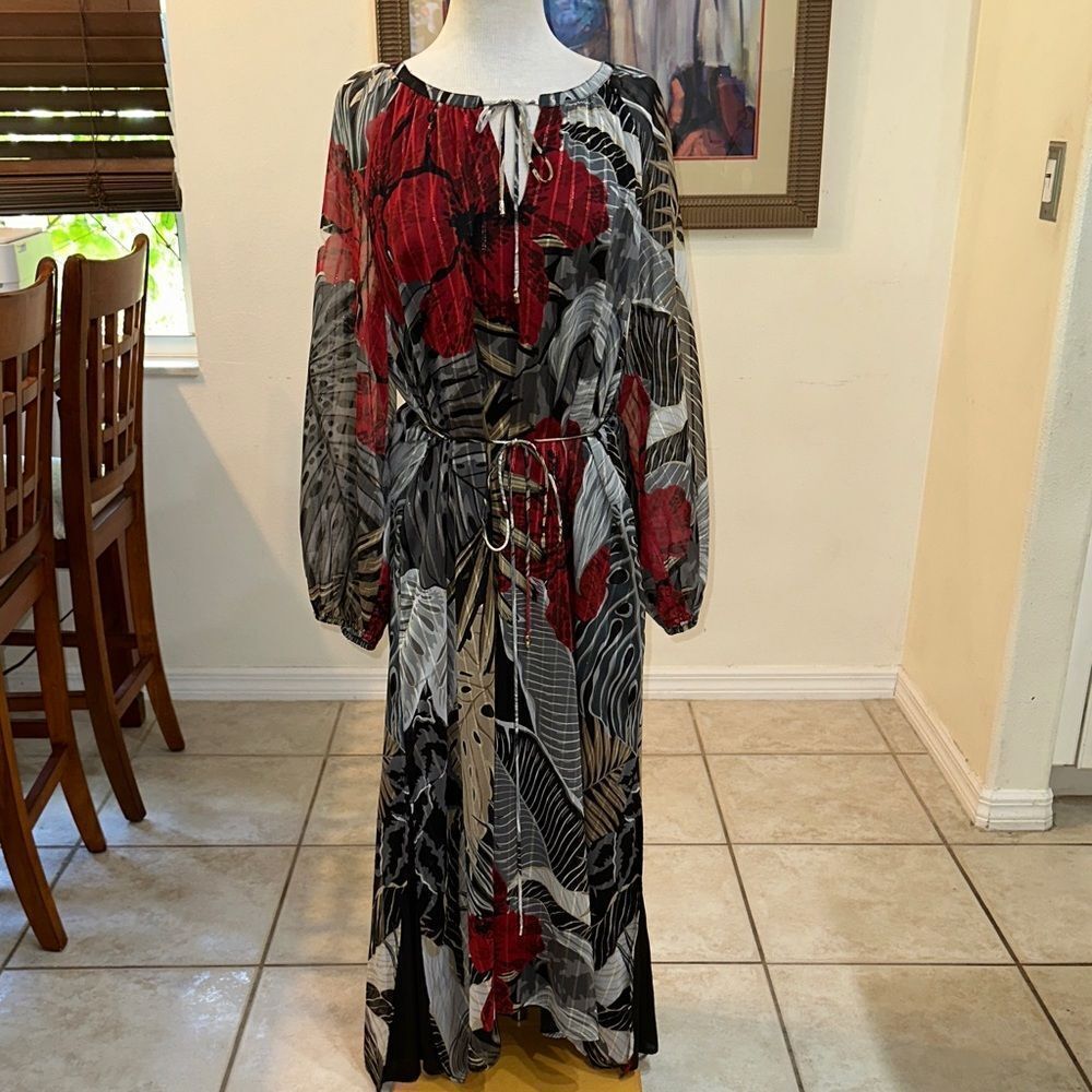 NWT Tommy Bahama Elegant Red/Black Pattern Maxi Dress Size XL